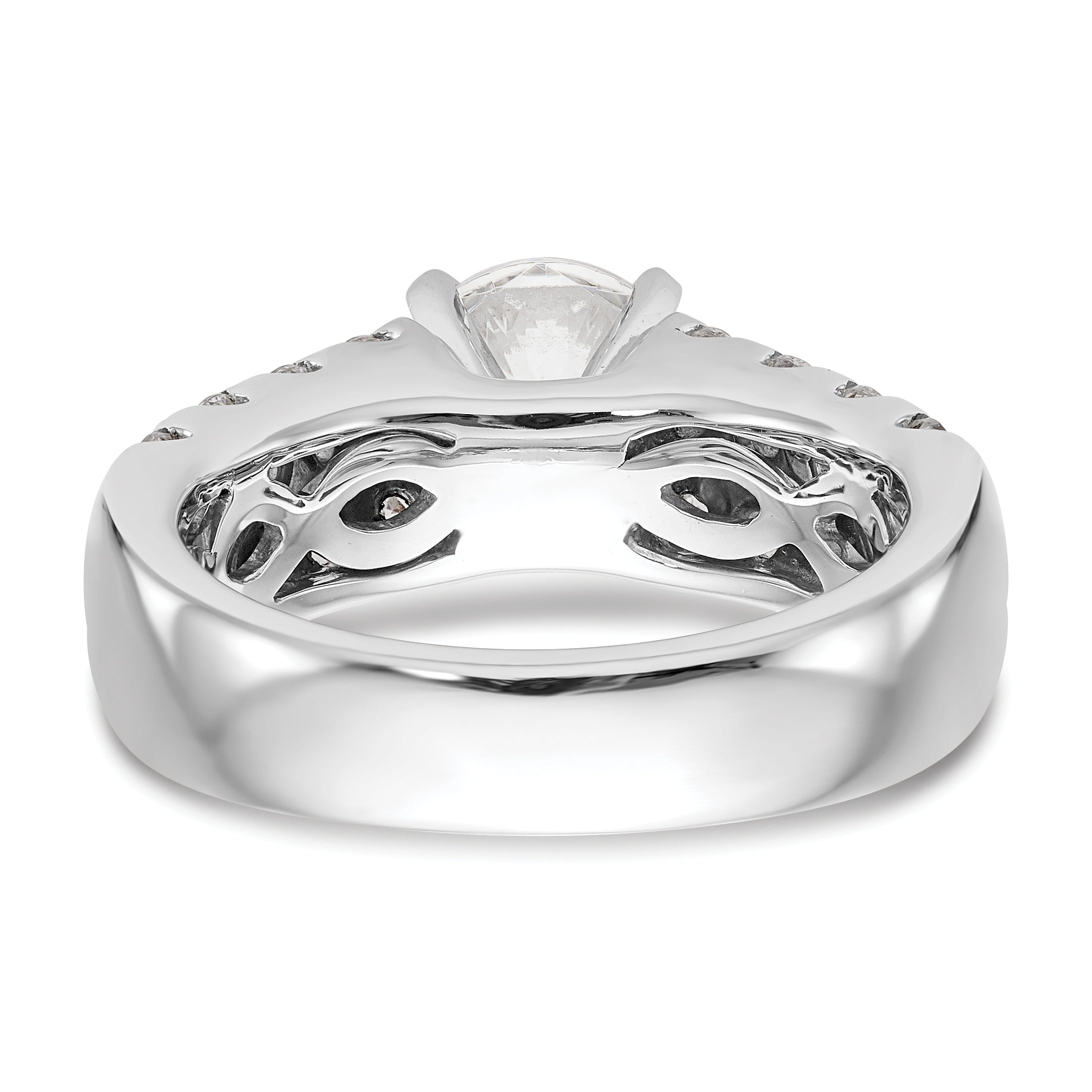 14k White Gold 1 3/8 carat Lab Grown Diamond VS/SI+ G+ Semi-Mount Peg Set Engagement Ring