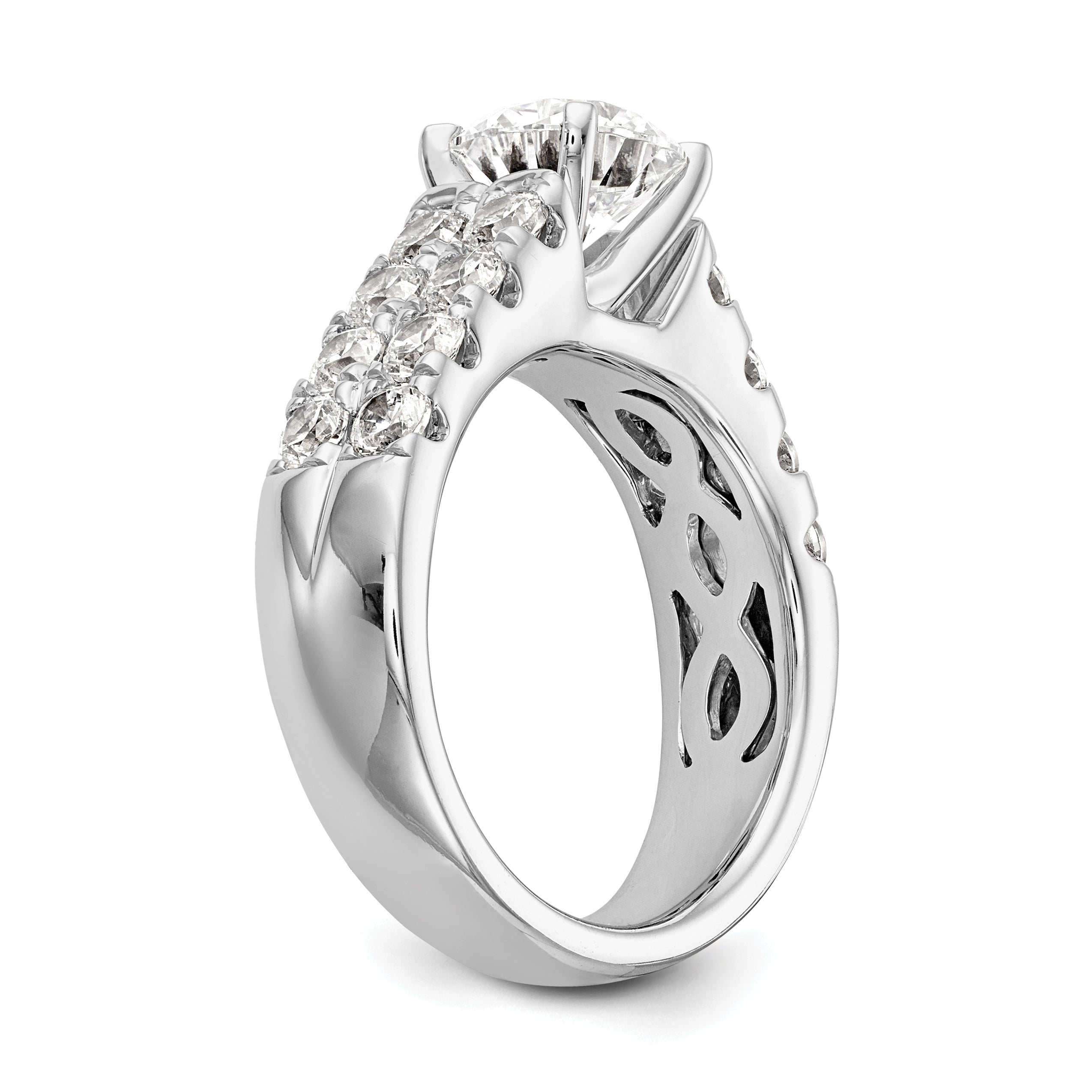 14k White Gold 1 3/8 carat Lab Grown Diamond VS/SI+ G+ Semi-Mount Peg Set Engagement Ring