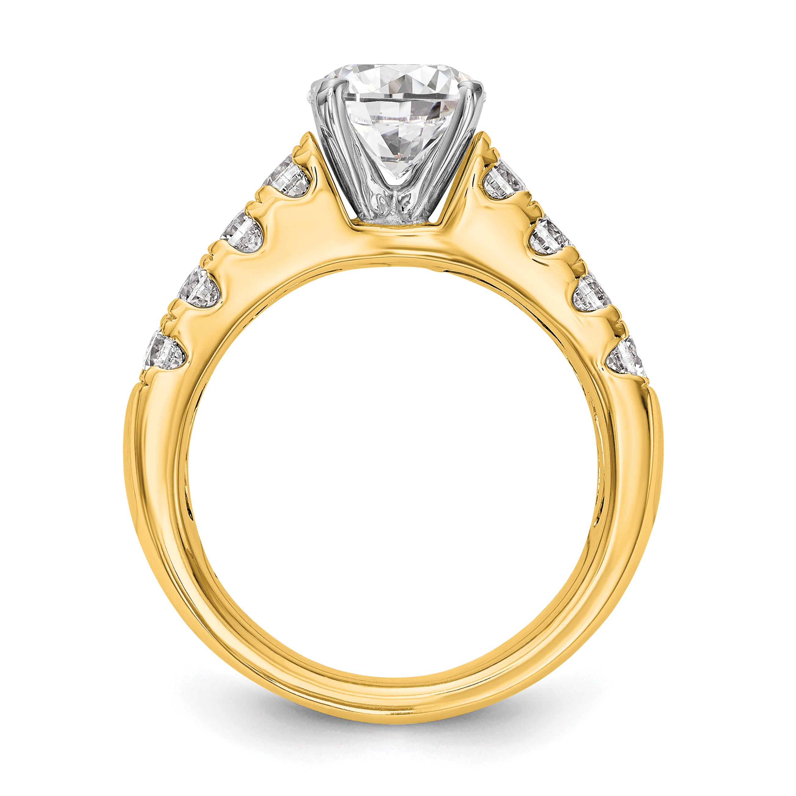 14k 1 3/8 carat Lab Grown Diamond VS/SI+ G+ Semi-Mount Peg Set Engagement Ring