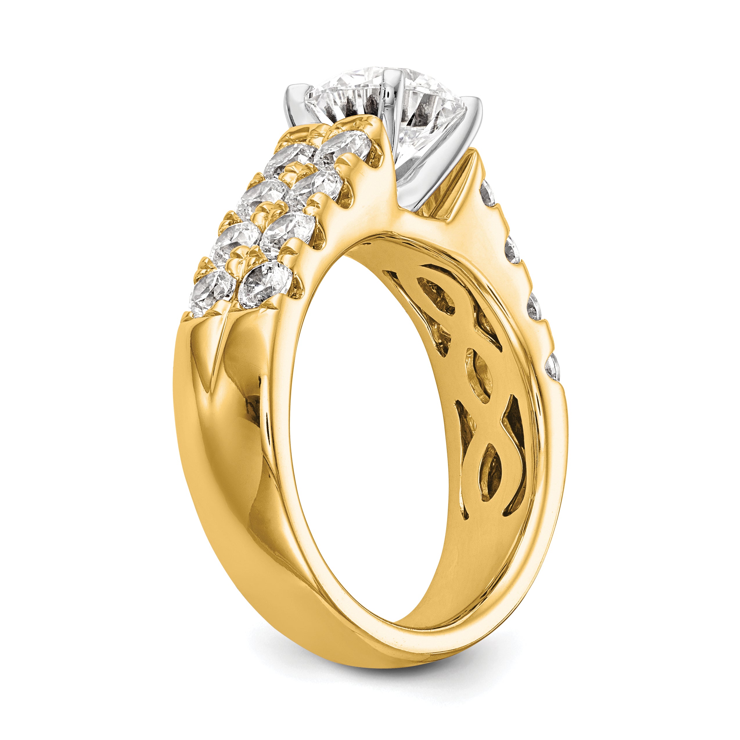 14k 1 3/8 carat Lab Grown Diamond VS/SI+ G+ Semi-Mount Peg Set Engagement Ring
