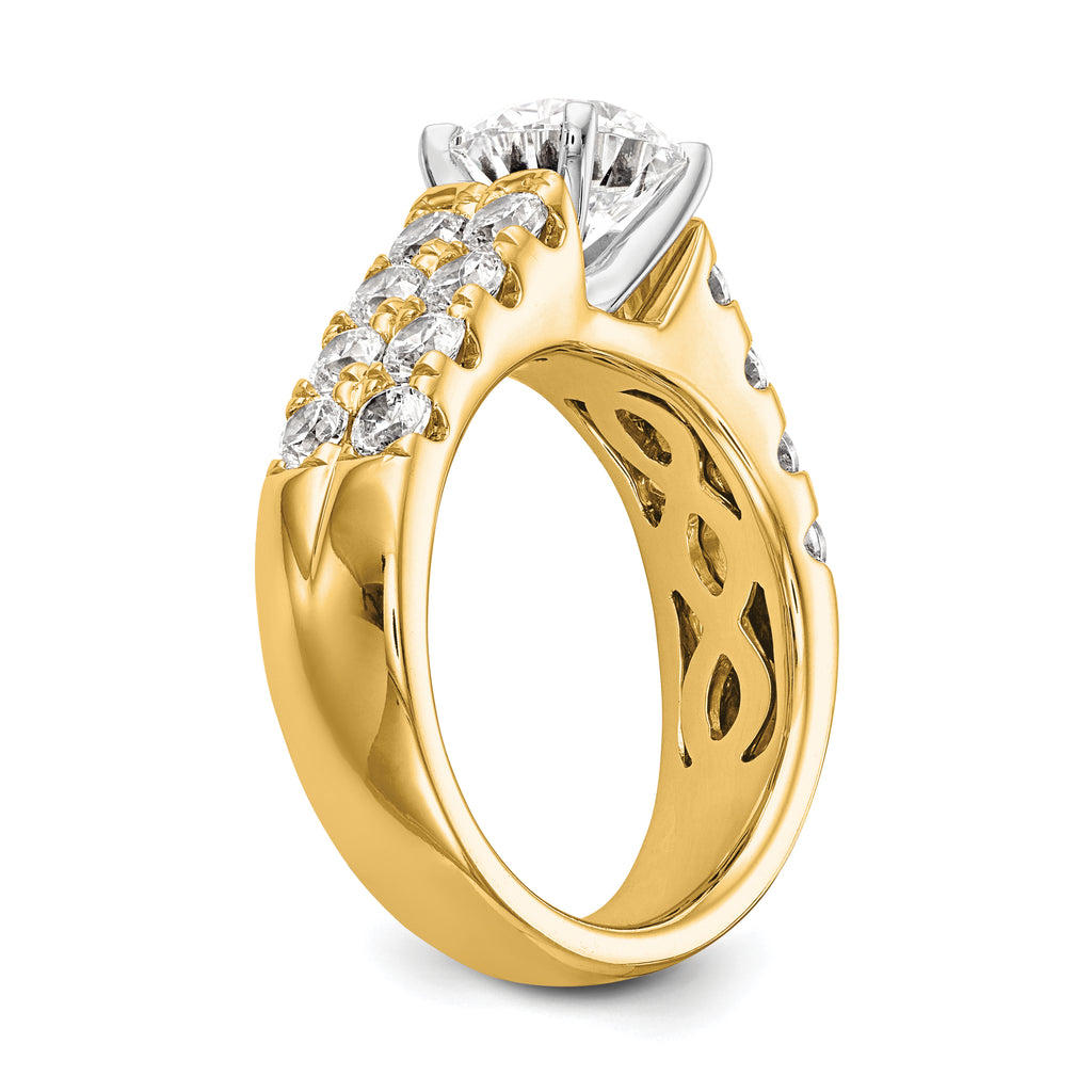 14k 1 3/8 carat Lab Grown Diamond VS/SI+ G+ Semi-Mount Peg Set Engagement Ring