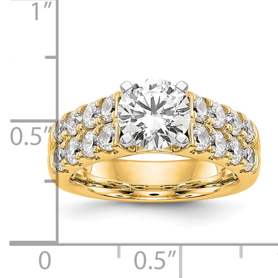 14k 1 3/8 carat Lab Grown Diamond VS/SI+ G+ Semi-Mount Peg Set Engagement Ring