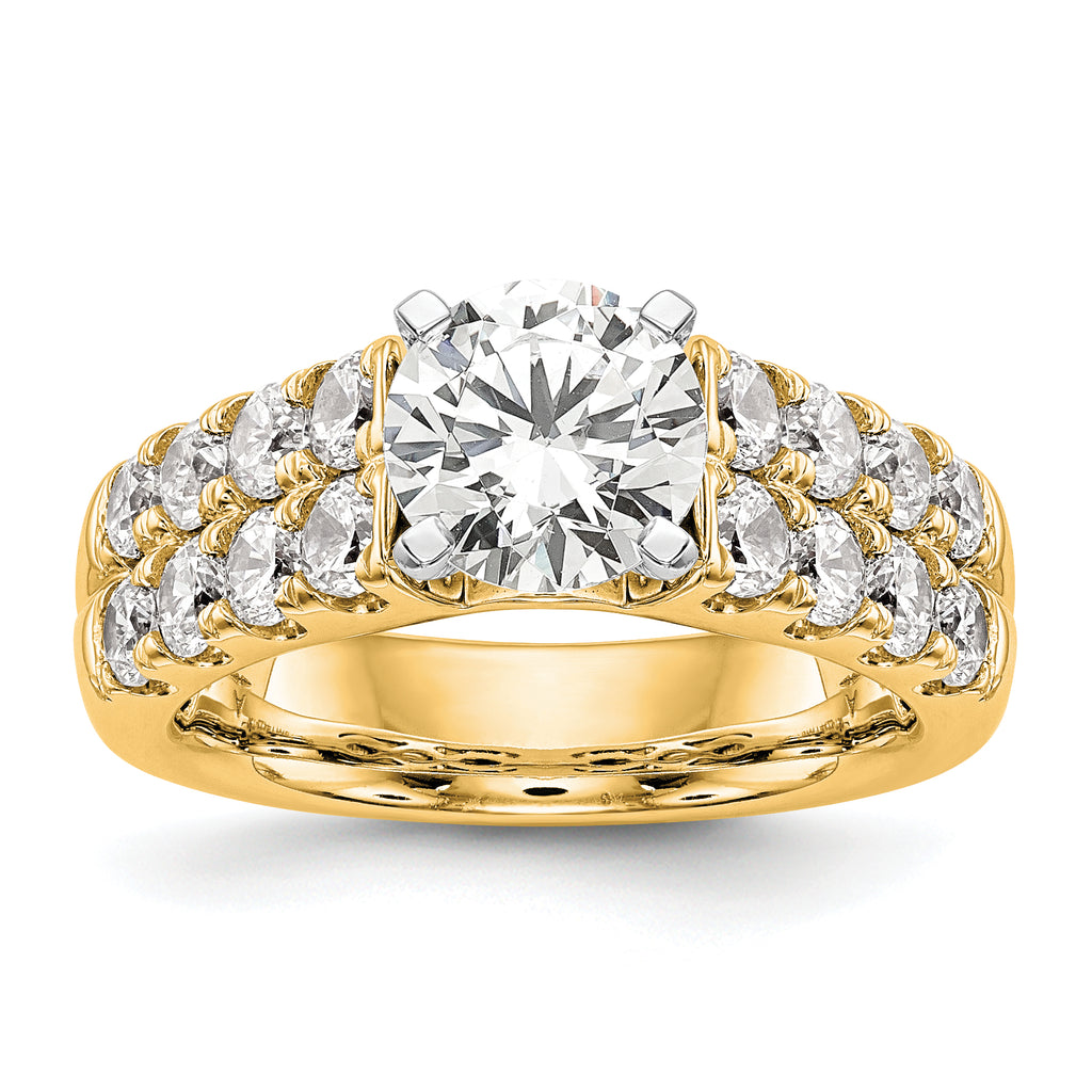 14k 1 3/8 carat Lab Grown Diamond VS/SI+ G+ Semi-Mount Peg Set Engagement Ring