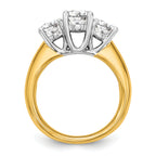 14k Two-tone Three Stone 1 carat Center Round and 1/2 carat Side Stone Engagement Ring Mounting (No Stones Included)