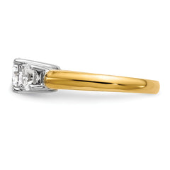 14k Two-tone Three Stone 1 carat Center Round and 1/2 carat Side Stone Engagement Ring Mounting (No Stones Included)