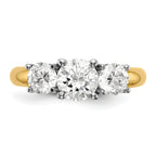 14k Two-tone Three Stone 1 carat Center Round and 1/2 carat Side Stone Engagement Ring Mounting (No Stones Included)