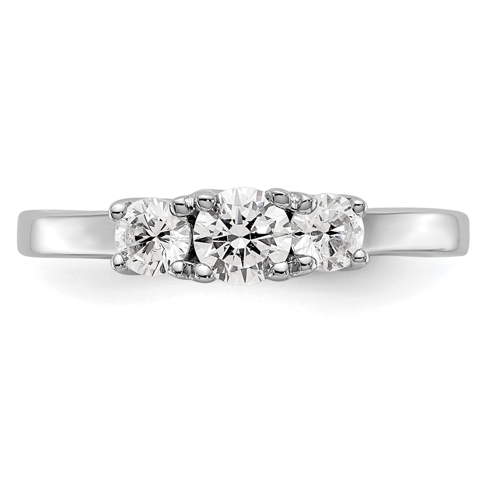 14k White Gold 1/2 carat Lab Grown Diamond VS/SI+ G+ Complete Three Stone Engagement Ring