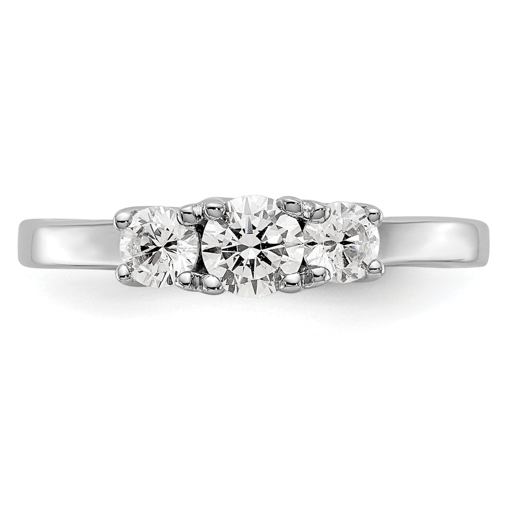 14k White Gold 1/2 carat Lab Grown Diamond VS/SI+ G+ Complete Three Stone Engagement Ring