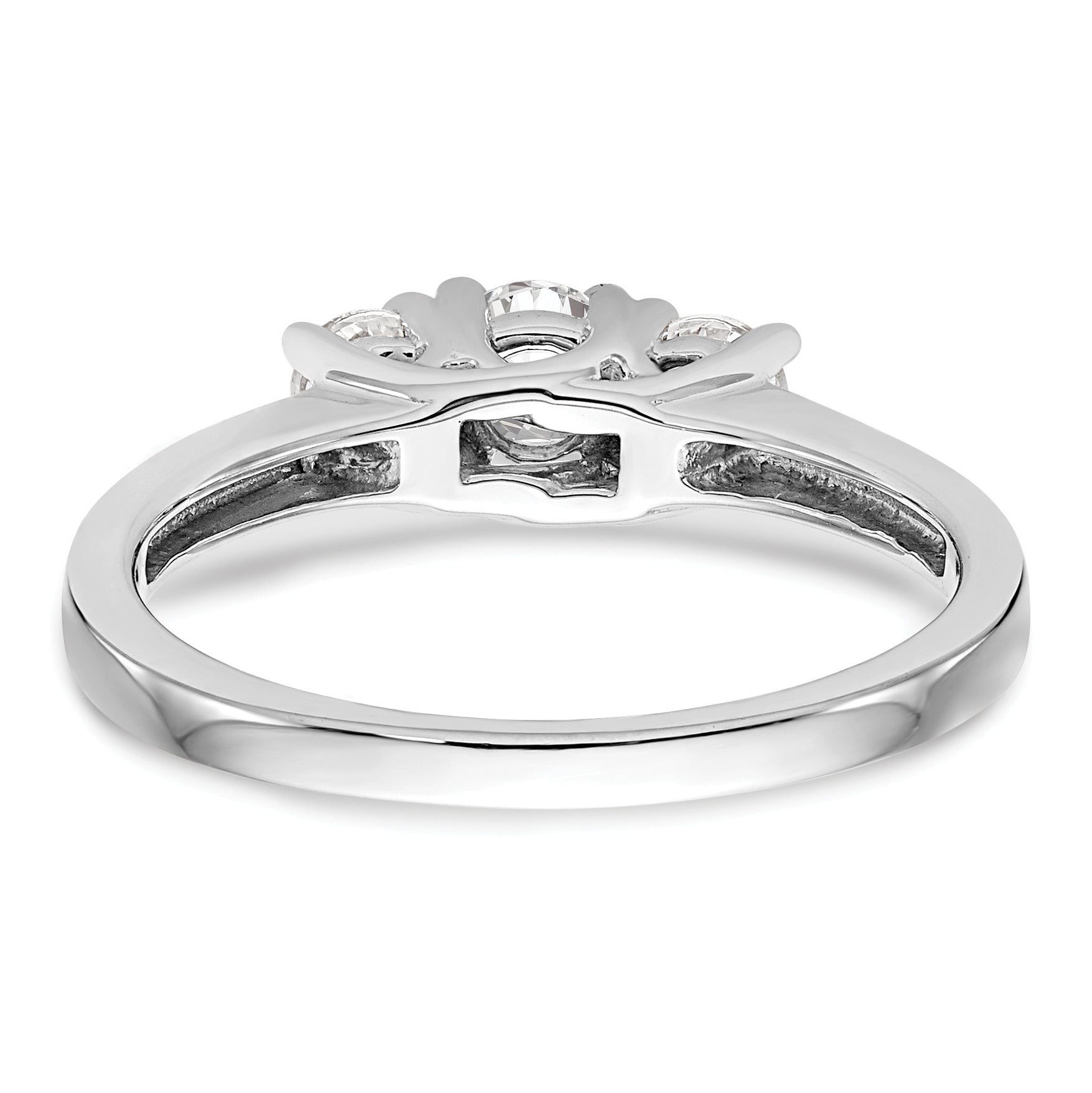 14k White Gold 1/2 carat Lab Grown Diamond VS/SI+ G+ Complete Three Stone Engagement Ring