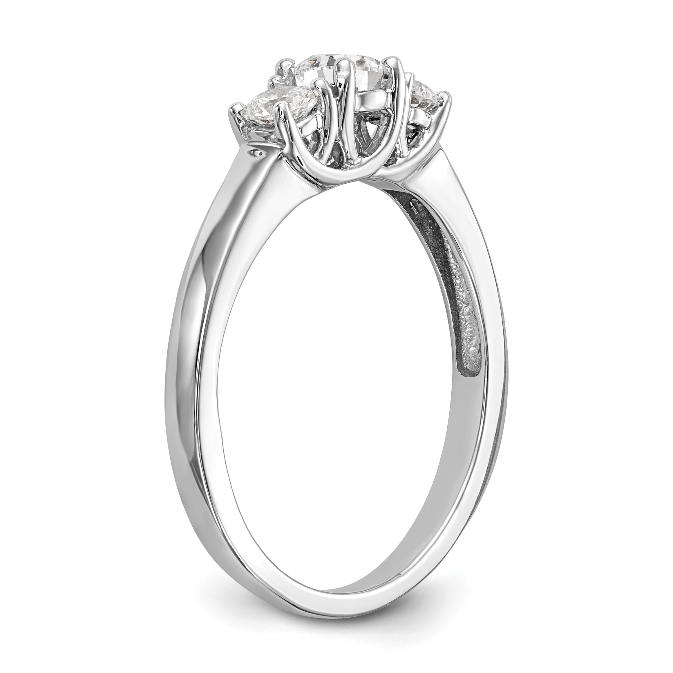 14k White Gold 1/2 carat Lab Grown Diamond VS/SI+ G+ Complete Three Stone Engagement Ring