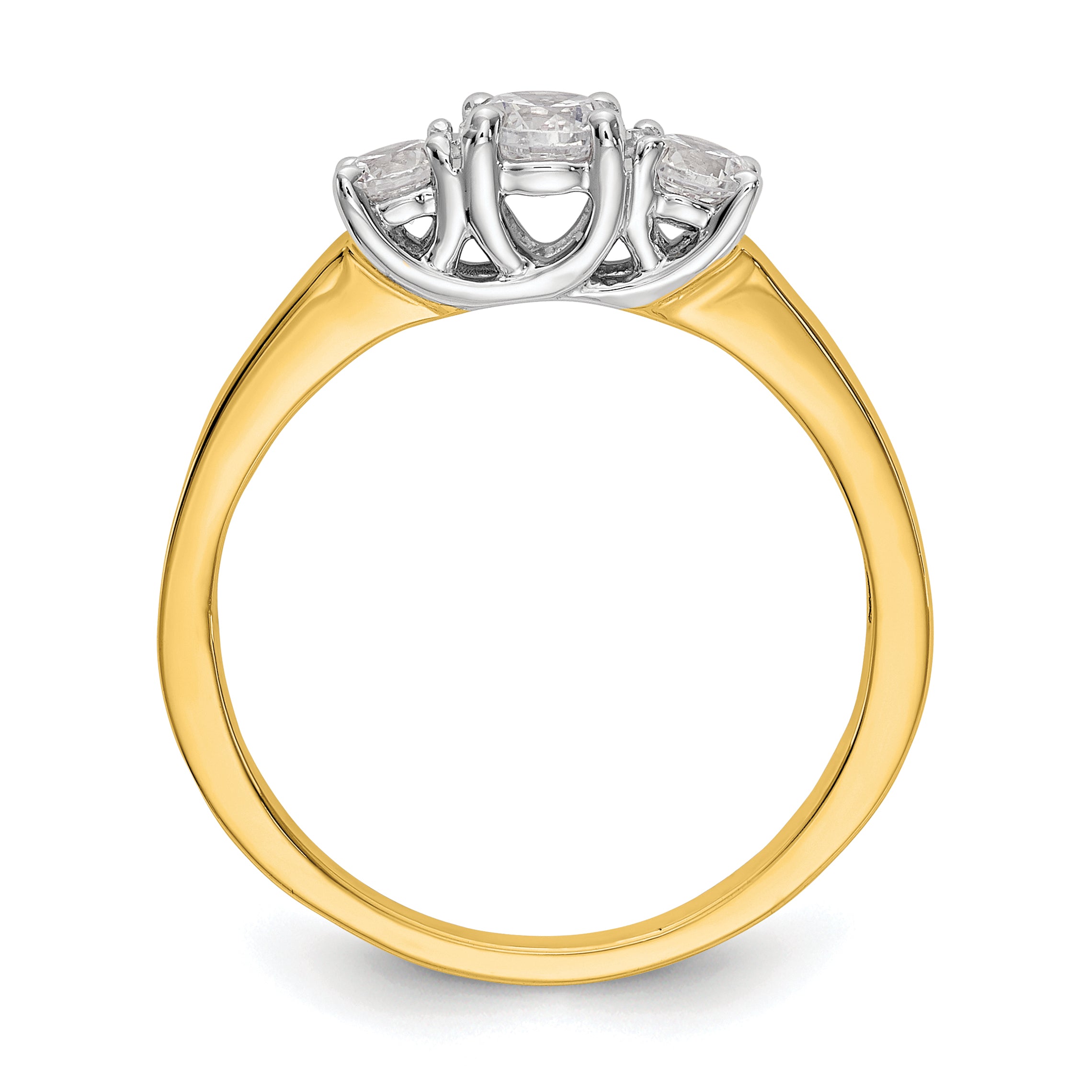 14k Two-tone 1/2 carat Lab Grown Diamond VS/SI+ G+ Complete Three Stone Engagement Ring