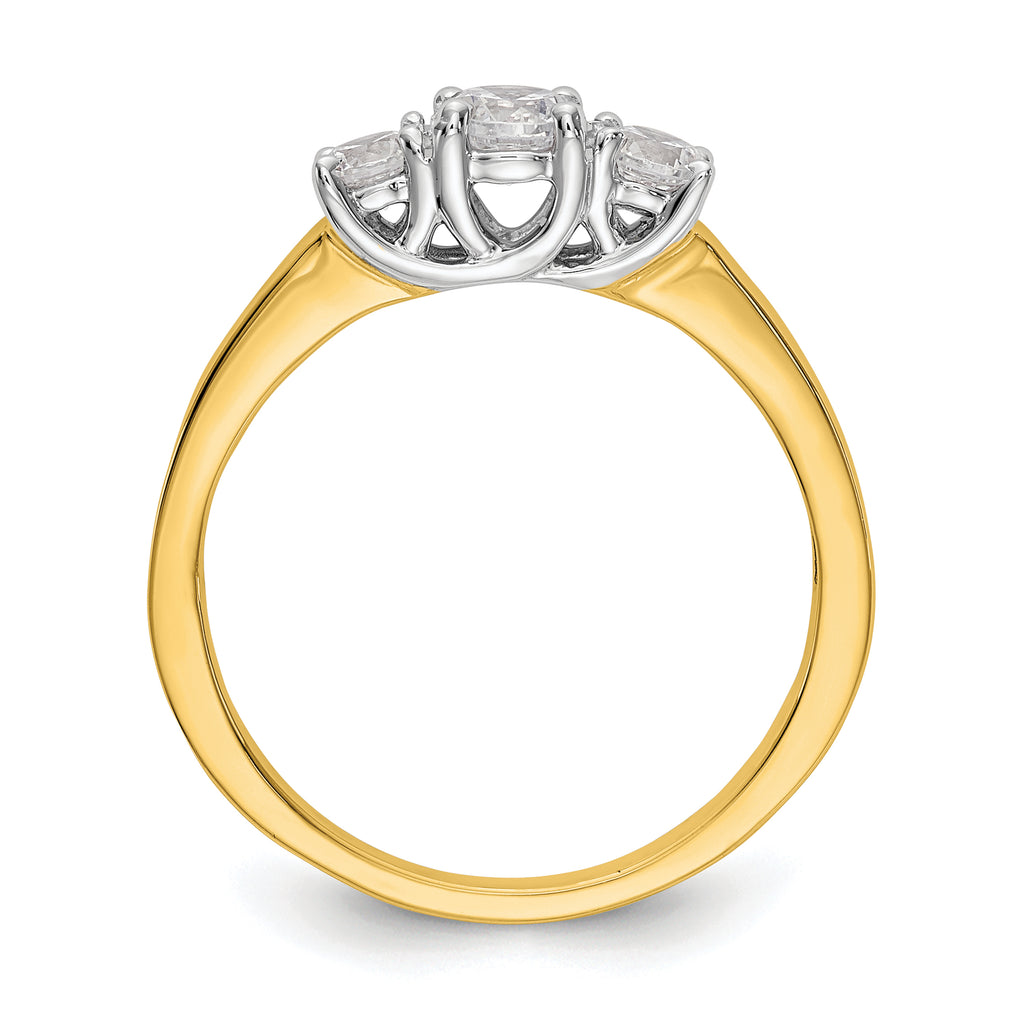 14k Two-tone 1/2 carat Lab Grown Diamond VS/SI+ G+ Complete Three Stone Engagement Ring