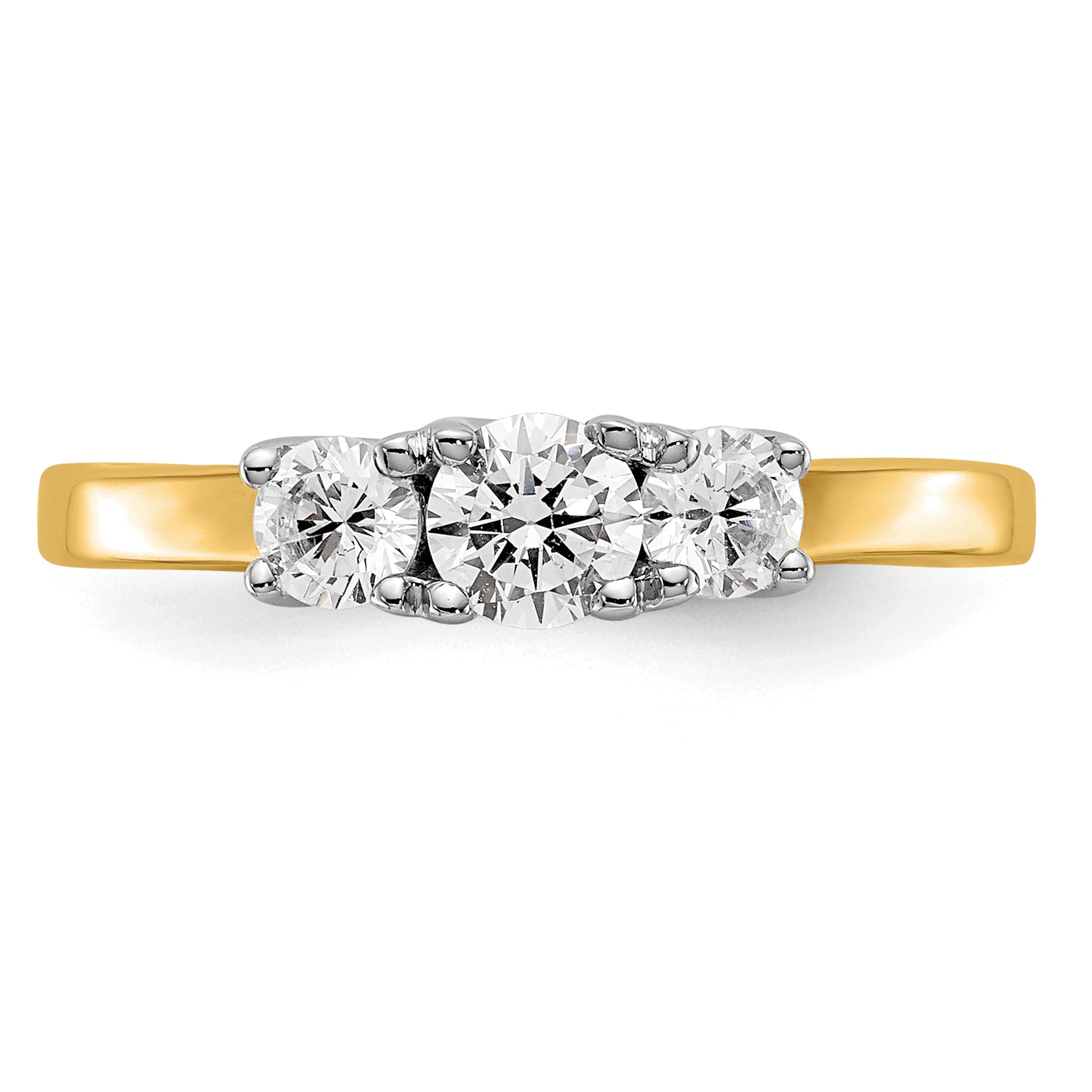 14k Two-tone 1/2 carat Lab Grown Diamond VS/SI+ G+ Complete Three Stone Engagement Ring