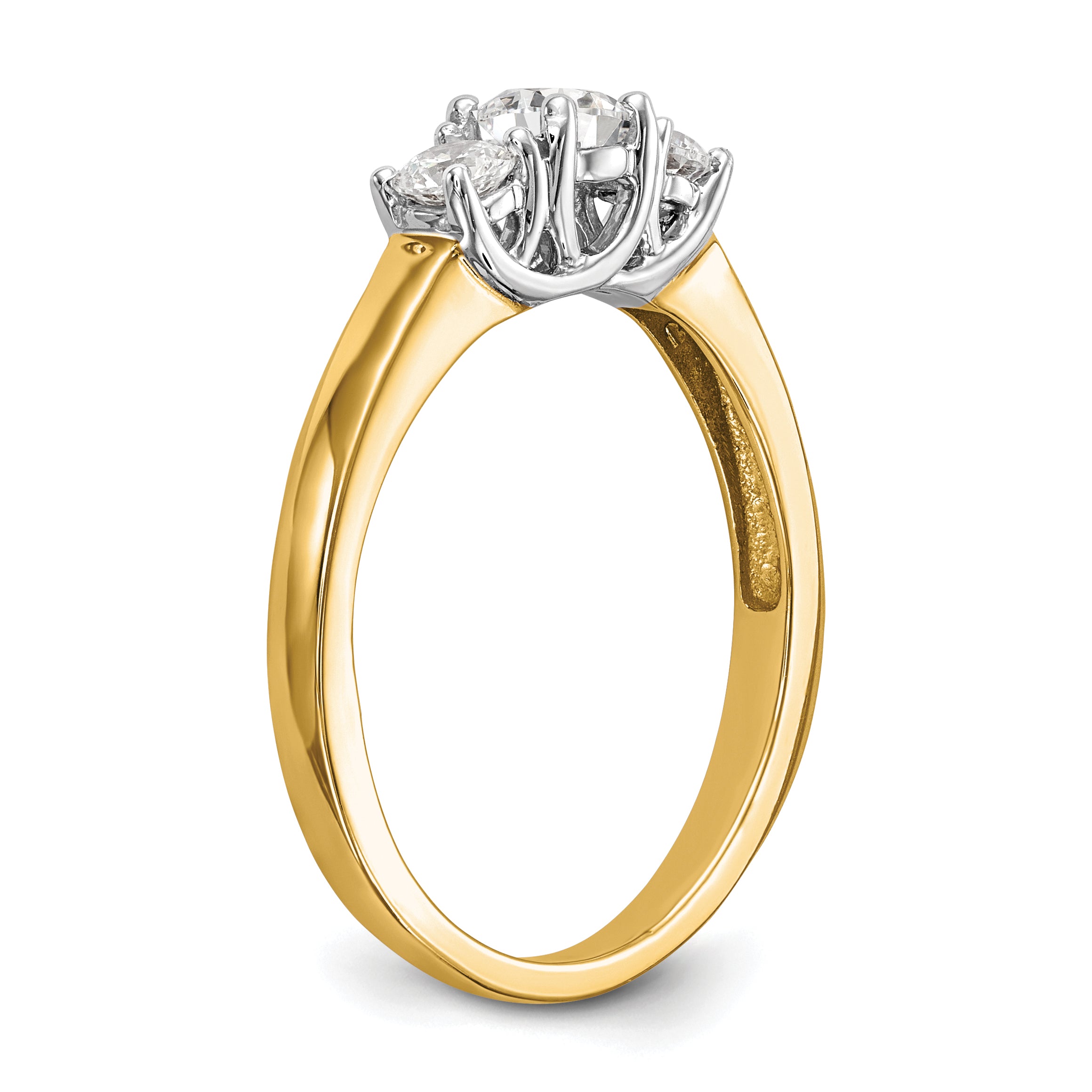 14k Two-tone 1/2 carat Lab Grown Diamond VS/SI+ G+ Complete Three Stone Engagement Ring