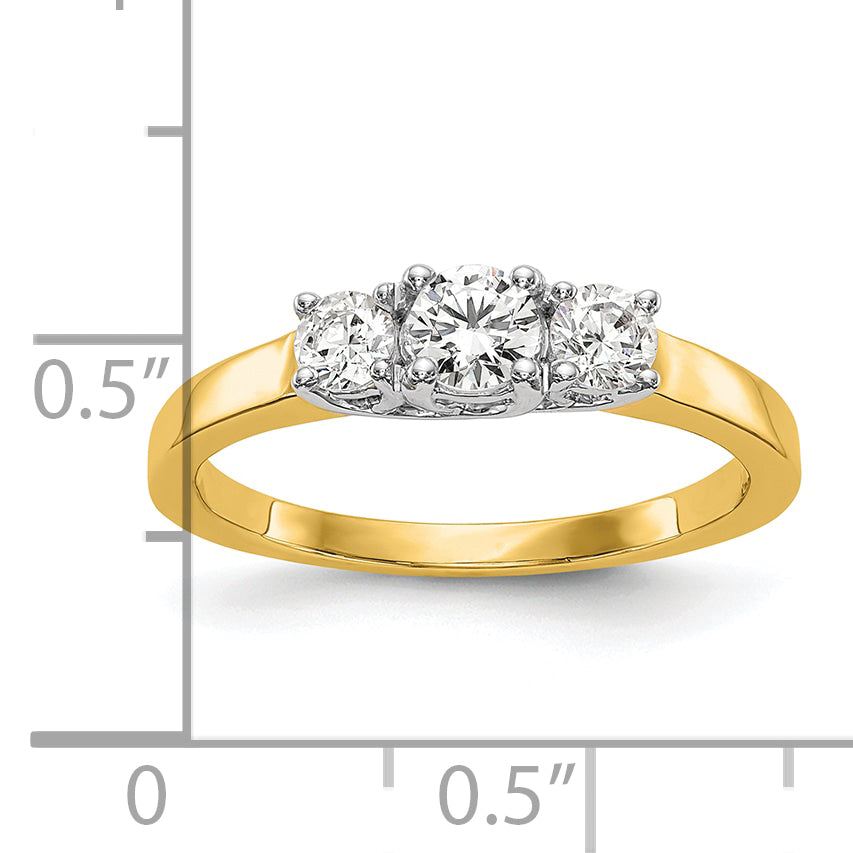 14k Two-tone 1/2 carat Lab Grown Diamond VS/SI+ G+ Complete Three Stone Engagement Ring