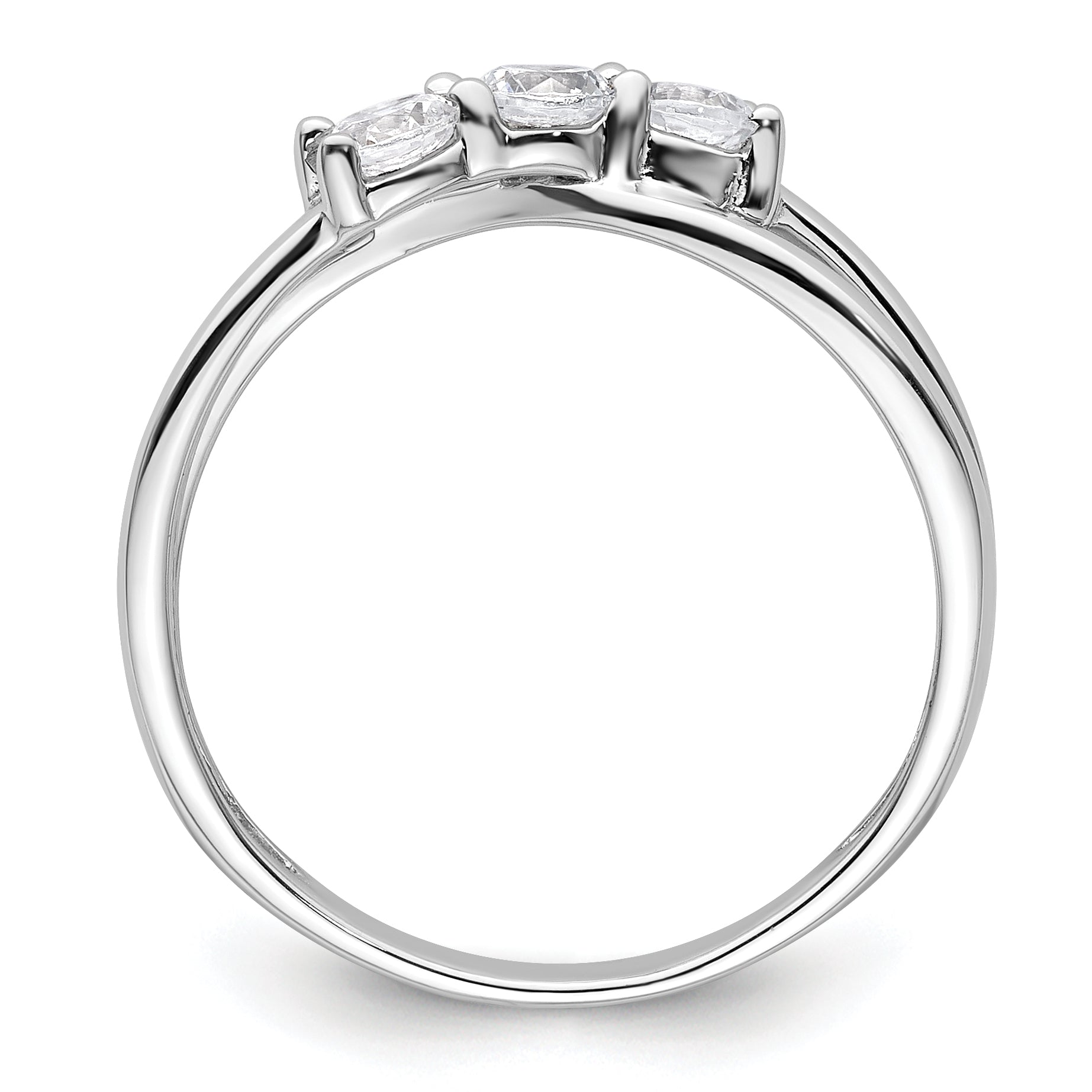 14k White Gold 1/2 carat Lab Grown Diamond VS/SI+ G+ Complete Three Stone Engagement Ring Secondary image