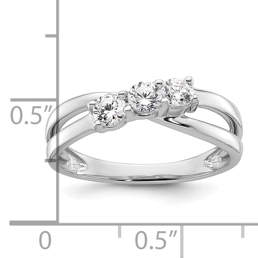 14k White Gold 1/2 carat Lab Grown Diamond VS/SI+ G+ Complete Three Stone Engagement Ring