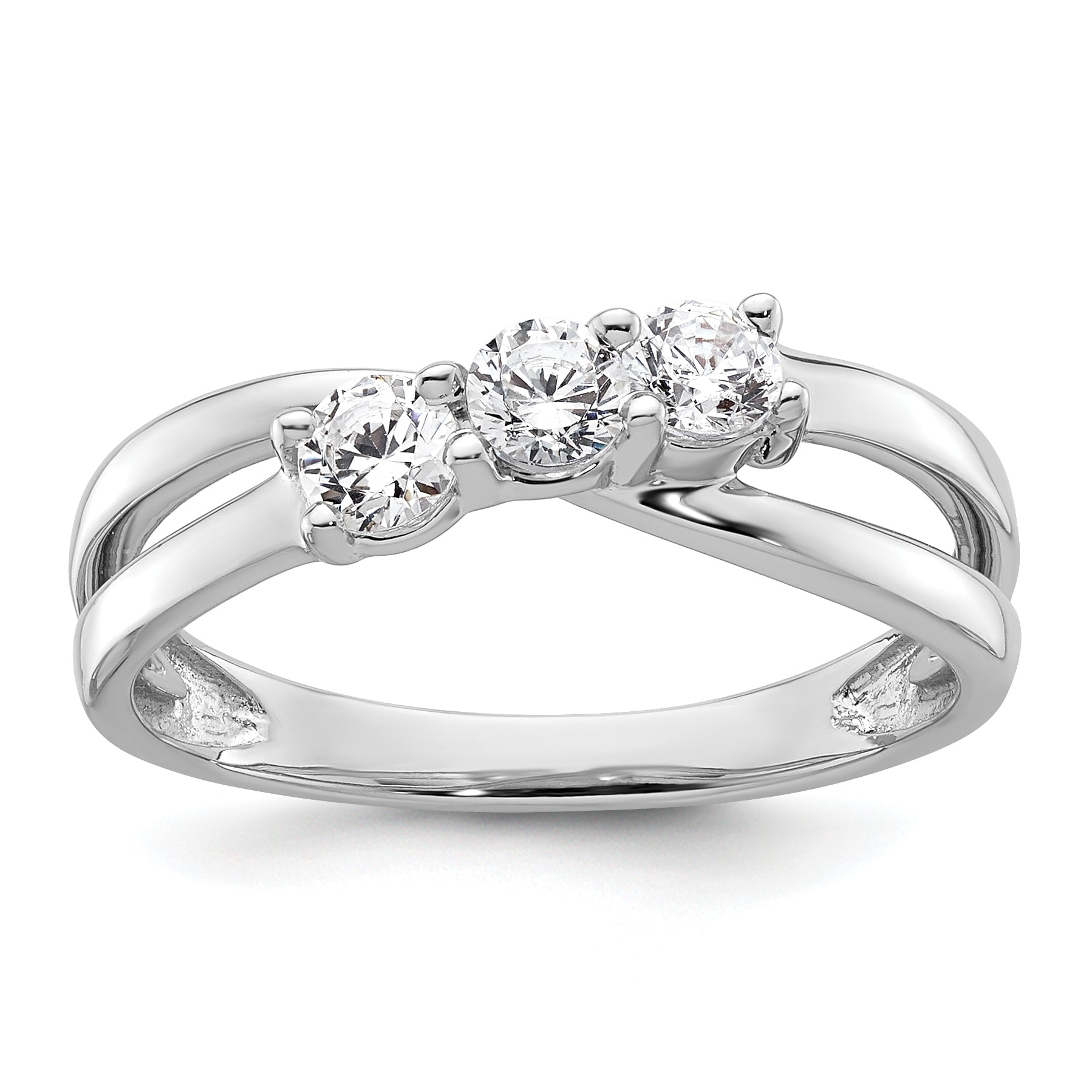 14k White Gold 1/2 carat Lab Grown Diamond VS/SI+ G+ Complete Three Stone Engagement Ring Main image