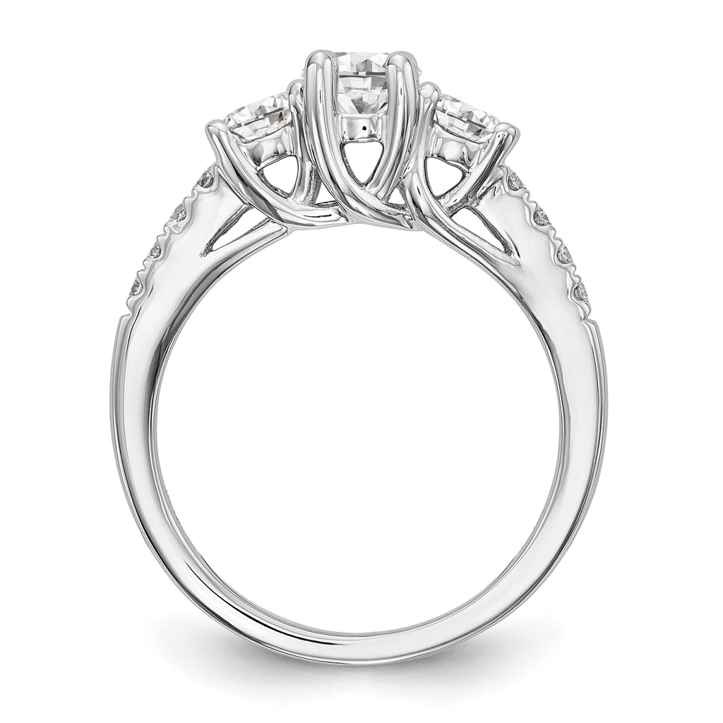 14k White Gold 1 1/5 carat Lab Grown Diamond VS/SI+ G+ Complete Size 9 Three Stone Engagement Ring