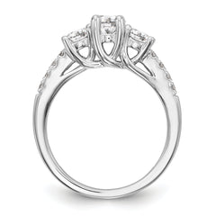 14k White Gold 1 1/5 carat Lab Grown Diamond VS/SI+ G+ Complete Size 9 Three Stone Engagement Ring