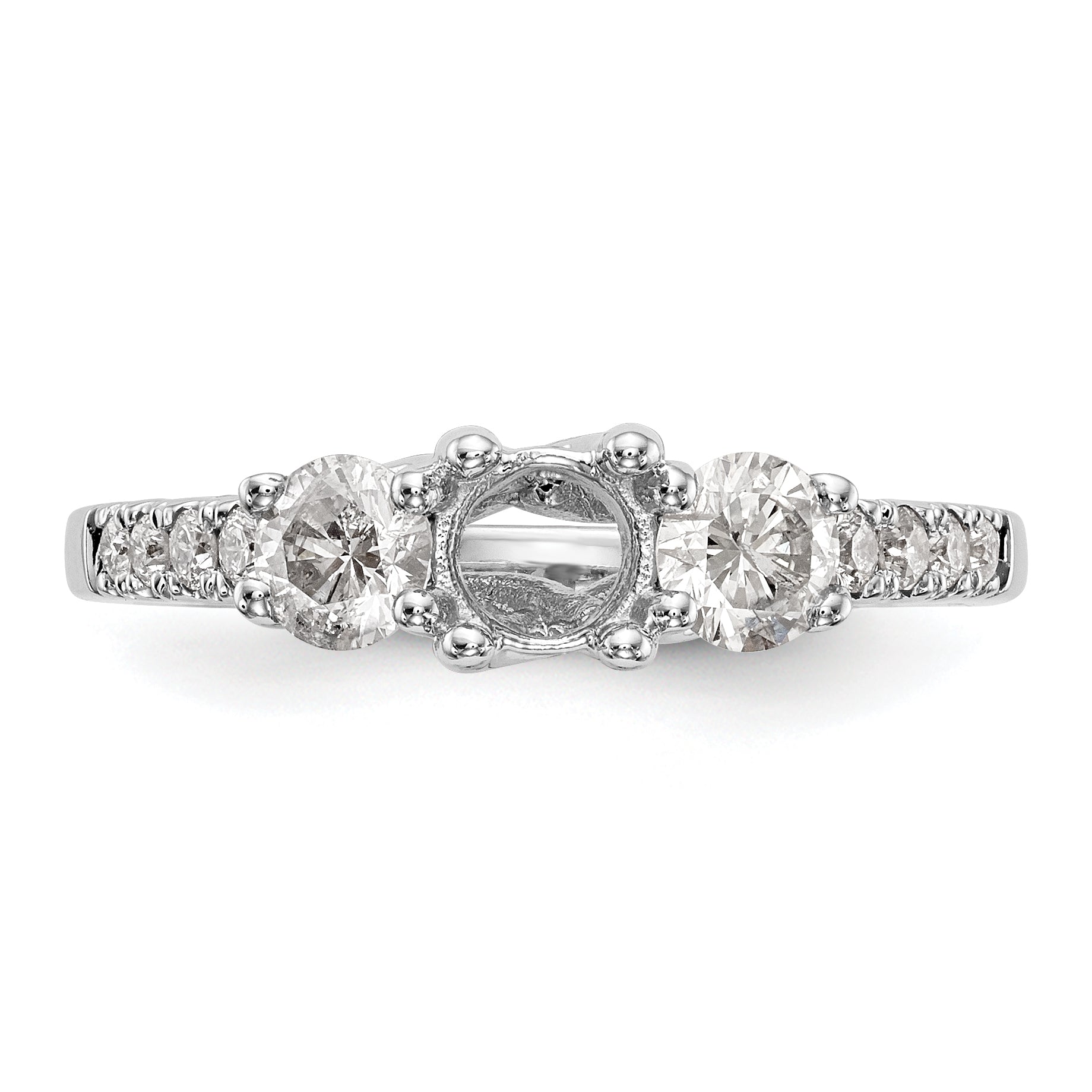 14k White Gold 1 1/5 carat Lab Grown Diamond VS/SI+ G+ Complete Size 9 Three Stone Engagement Ring
