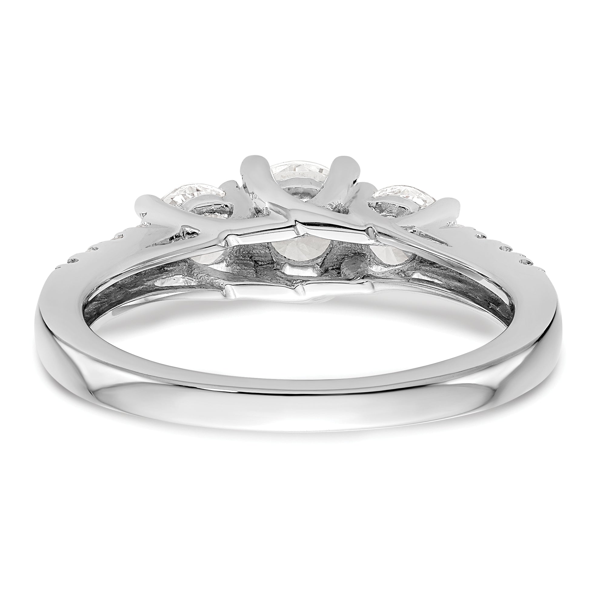 14k White Gold 1 1/5 carat Lab Grown Diamond VS/SI+ G+ Complete Size 9 Three Stone Engagement Ring