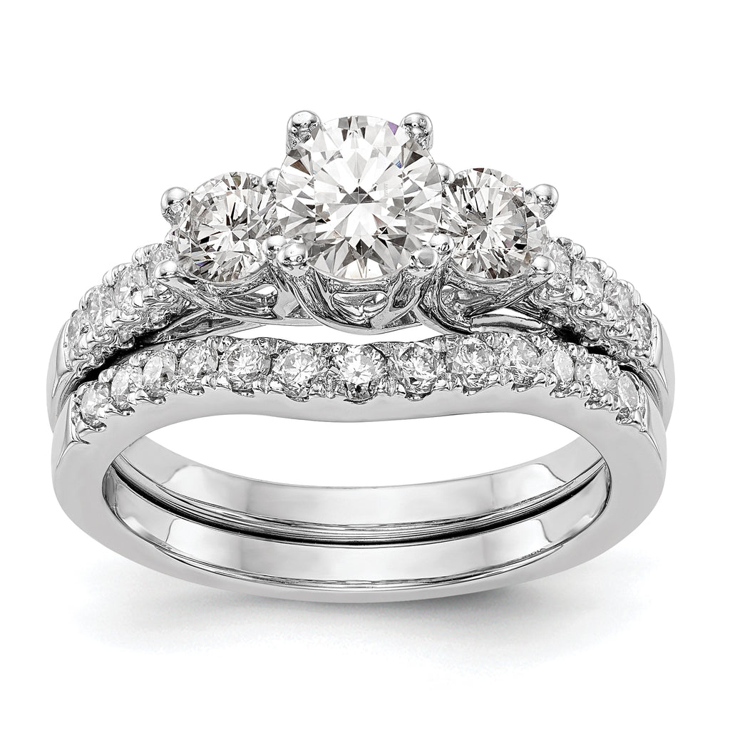 14k White Gold 1 1/5 carat Lab Grown Diamond VS/SI+ G+ Complete Size 9 Three Stone Engagement Ring