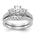 14k White Gold 1 1/5 carat Lab Grown Diamond VS/SI+ G+ Complete Size 9 Three Stone Engagement Ring