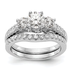 14k White Gold 1 1/5 carat Lab Grown Diamond VS/SI+ G+ Complete Size 9 Three Stone Engagement Ring