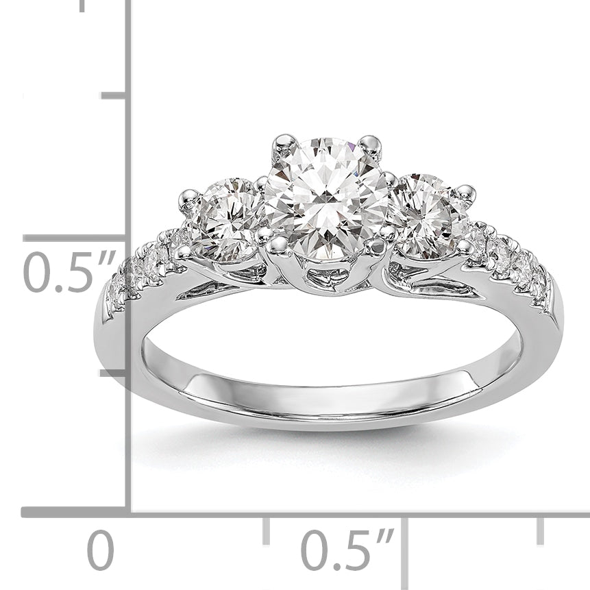 14k White Gold 1 1/5 carat Lab Grown Diamond VS/SI+ G+ Complete Size 9 Three Stone Engagement Ring