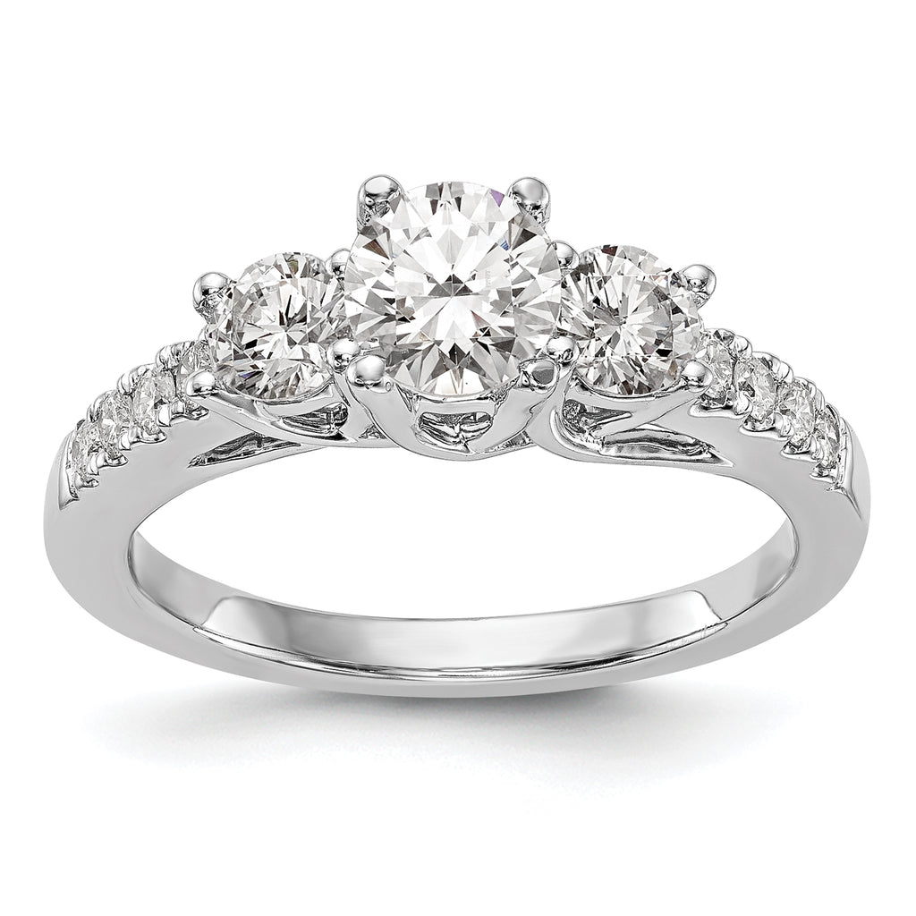 14k White Gold 1 1/5 carat Lab Grown Diamond VS/SI+ G+ Complete Size 7 Three Stone Engagement Ring