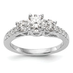 14k White Gold 1 1/5 carat Lab Grown Diamond VS/SI+ G+ Complete Size 7 Three Stone Engagement Ring