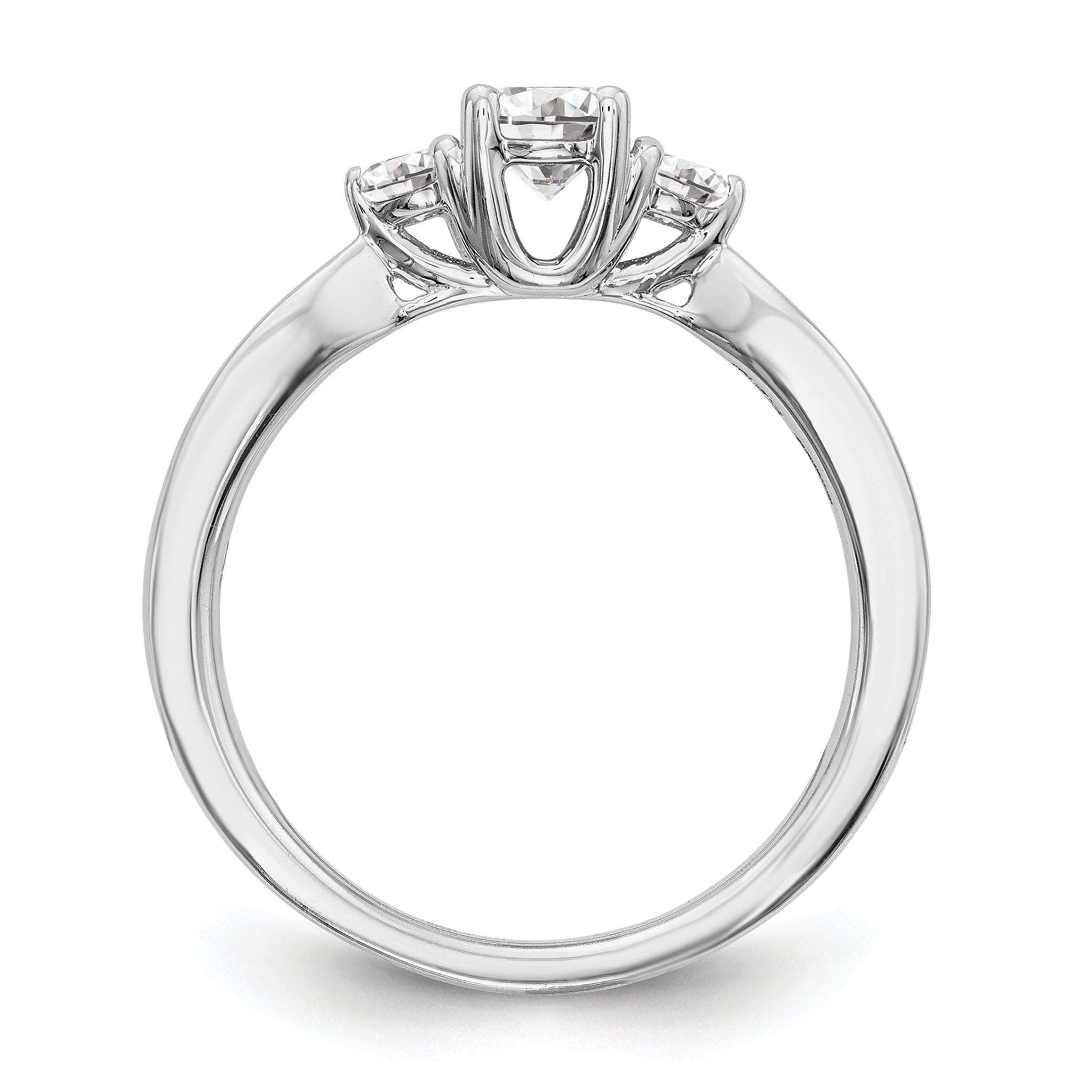 14k White Gold 5/8 carat Lab Grown Diamond VS/SI+ G+ Three Stone Complete Engagement Ring