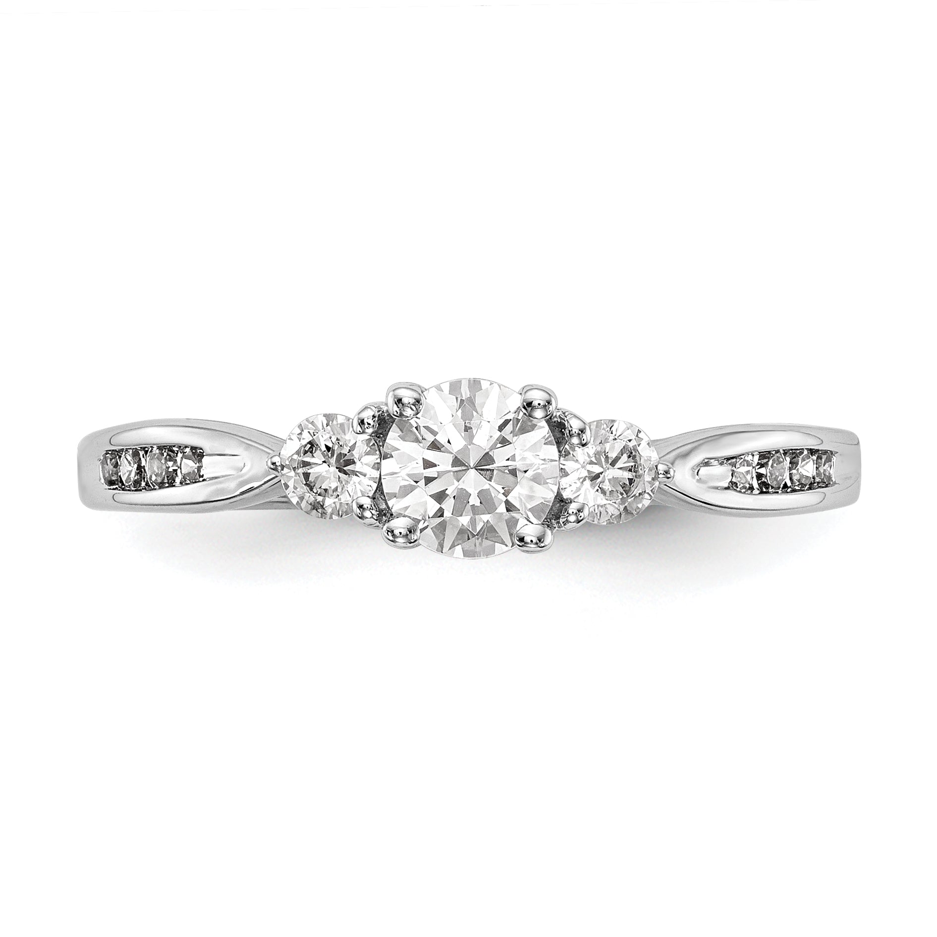 14k White Gold 5/8 carat Lab Grown Diamond VS/SI+ G+ Three Stone Complete Engagement Ring