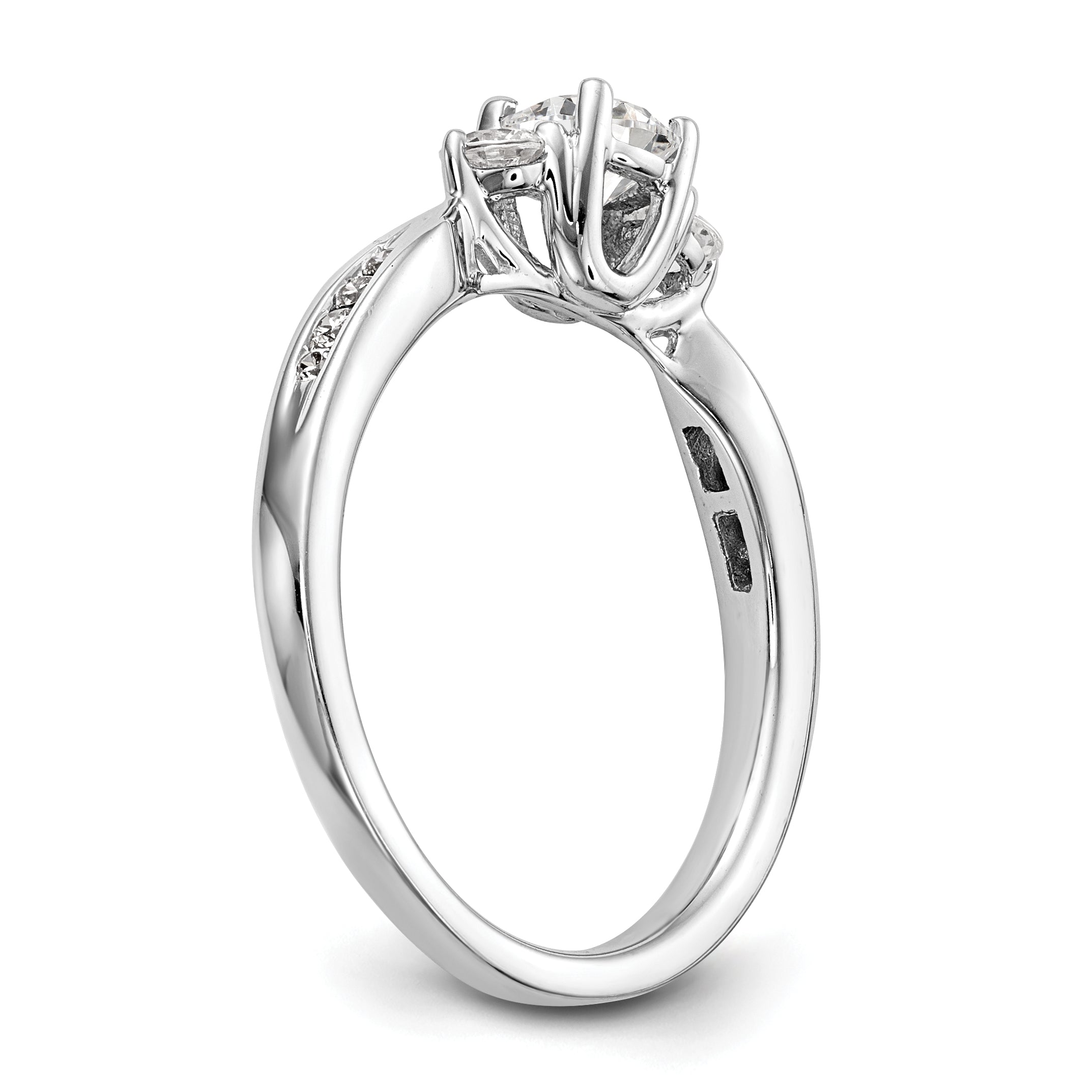 14k White Gold 5/8 carat Lab Grown Diamond VS/SI+ G+ Three Stone Complete Engagement Ring