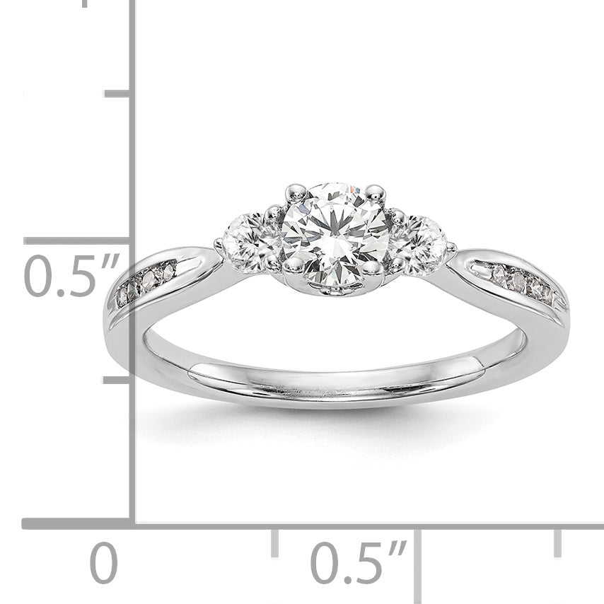 14k White Gold 5/8 carat Lab Grown Diamond VS/SI+ G+ Three Stone Complete Engagement Ring