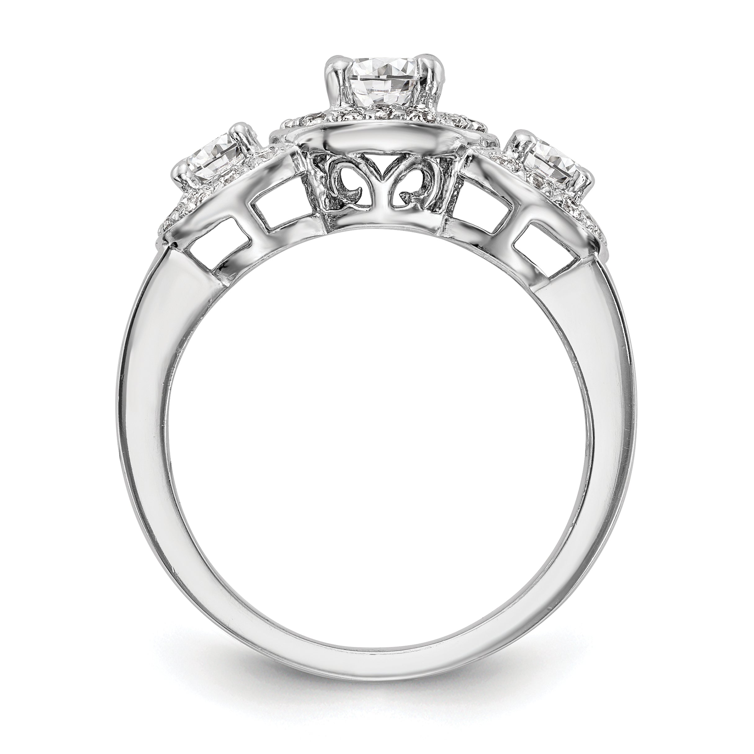14k White Gold 1 1/3 carat Lab Grown Diamond VS/SI+ G+ Complete Three Stone Engagement Ring Secondary image