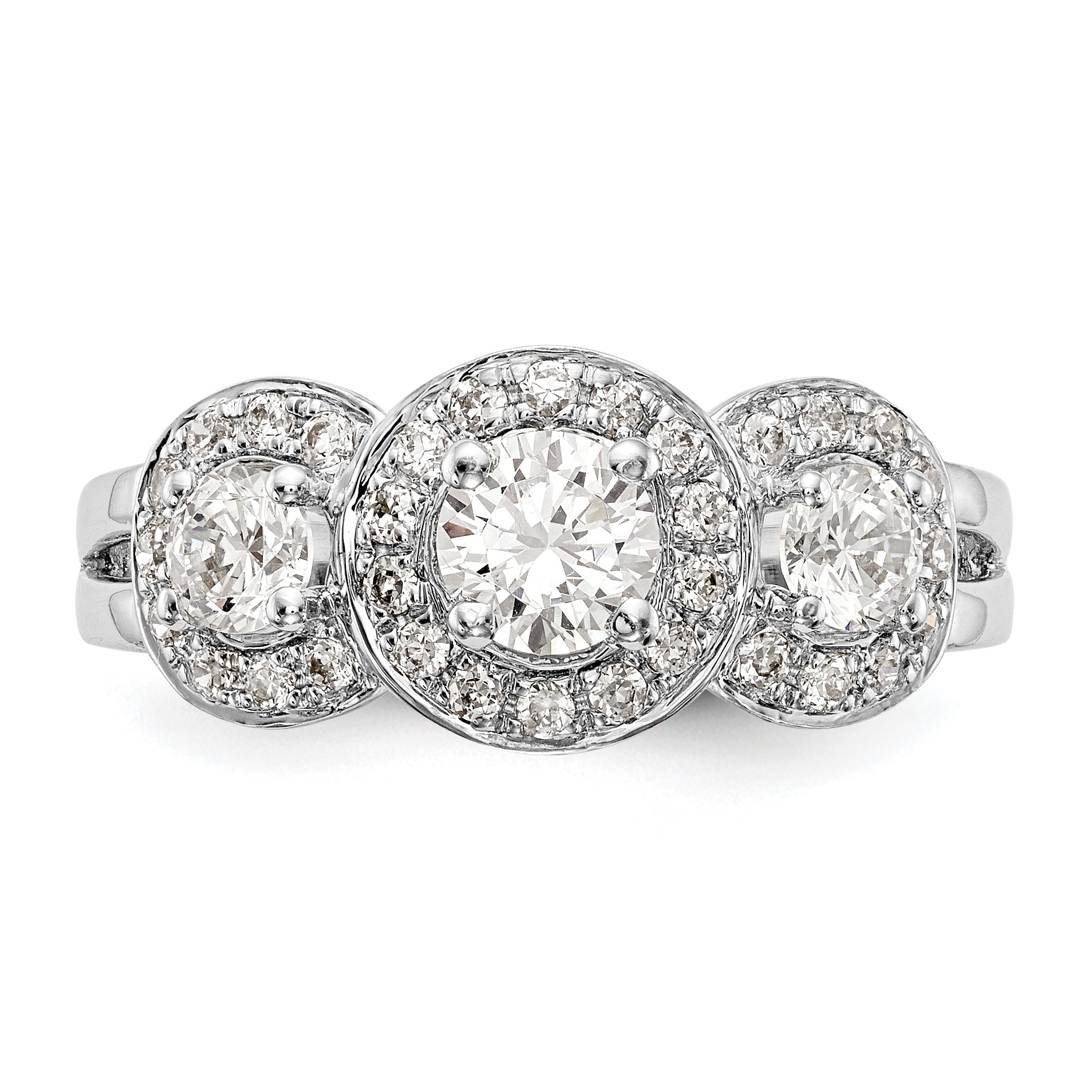 14k White Gold 1 1/3 carat Lab Grown Diamond VS/SI+ G+ Complete Three Stone Engagement Ring