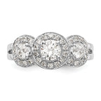 14k White Gold 1 1/3 carat Lab Grown Diamond VS/SI+ G+ Complete Three Stone Engagement Ring