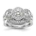 14k White Gold 1 1/3 carat Lab Grown Diamond VS/SI+ G+ Complete Three Stone Engagement Ring