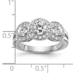 14k White Gold 1 1/3 carat Lab Grown Diamond VS/SI+ G+ Complete Three Stone Engagement Ring