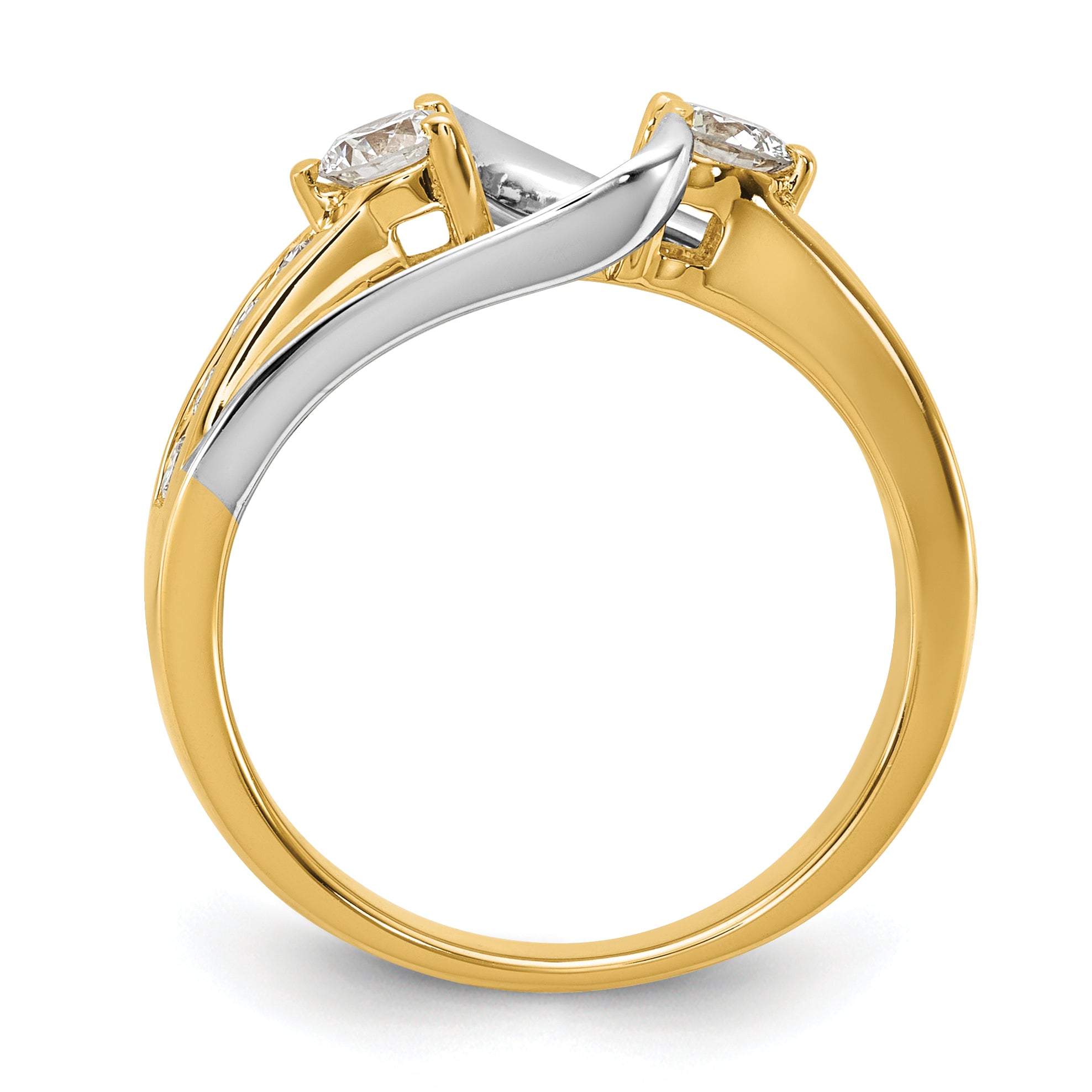 14k Two-tone 5/8 carat Lab Grown Diamond VS/SI+ G+ Semi Mount Peg Set Engagement Ring