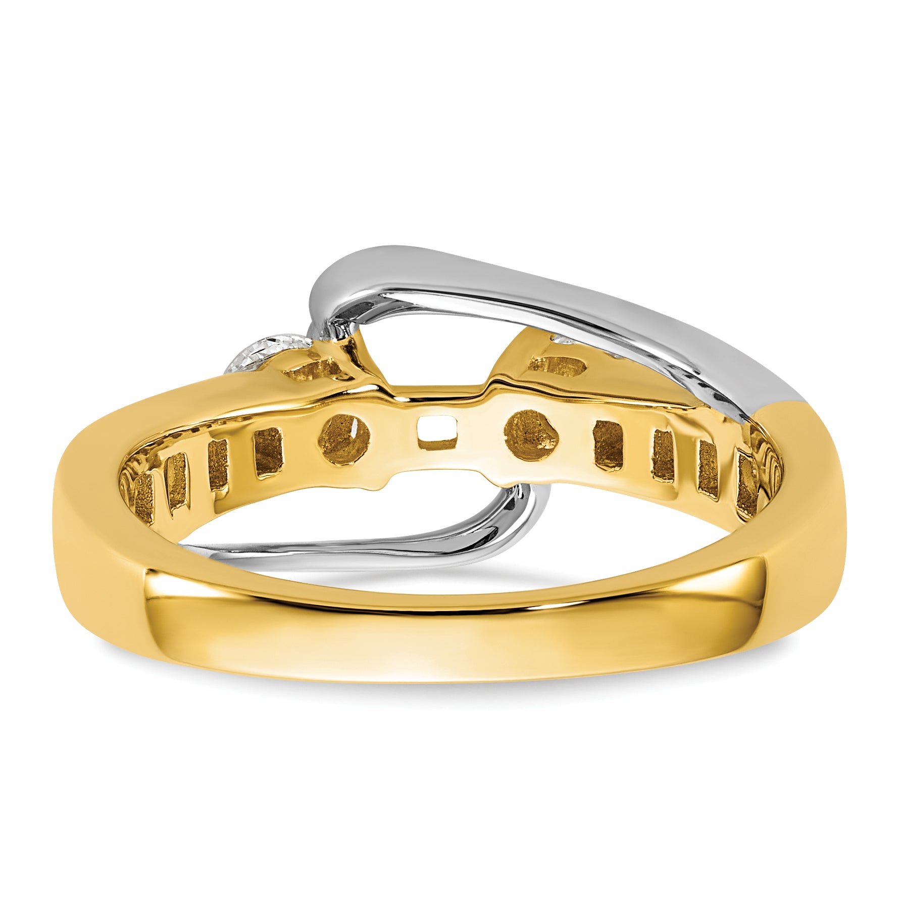 14k Two-tone 5/8 carat Lab Grown Diamond VS/SI+ G+ Semi Mount Peg Set Engagement Ring