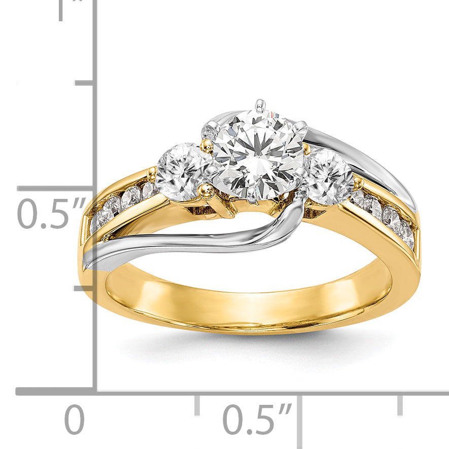 14k Two-tone 5/8 carat Lab Grown Diamond VS/SI+ G+ Semi Mount Peg Set Engagement Ring