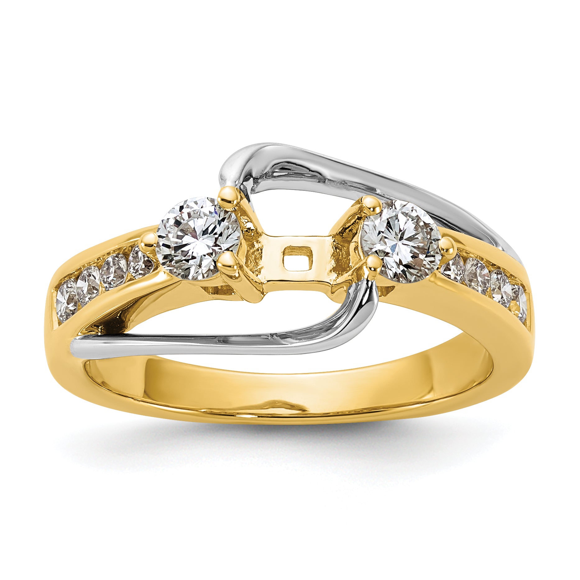 14k Two-tone 5/8 carat Lab Grown Diamond VS/SI+ G+ Semi Mount Peg Set Engagement Ring Main image
