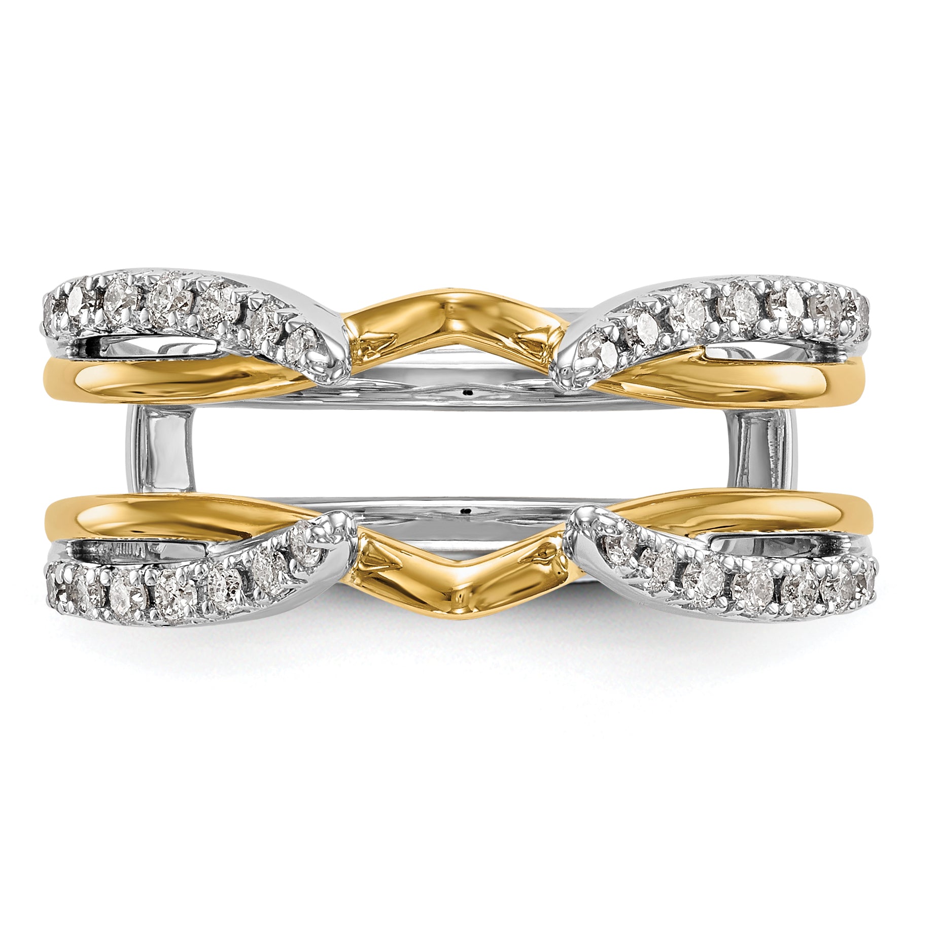 14k Two-tone 1/4 carat Lab Grown Diamond VS/SI+ G+ Complete Ring Guard