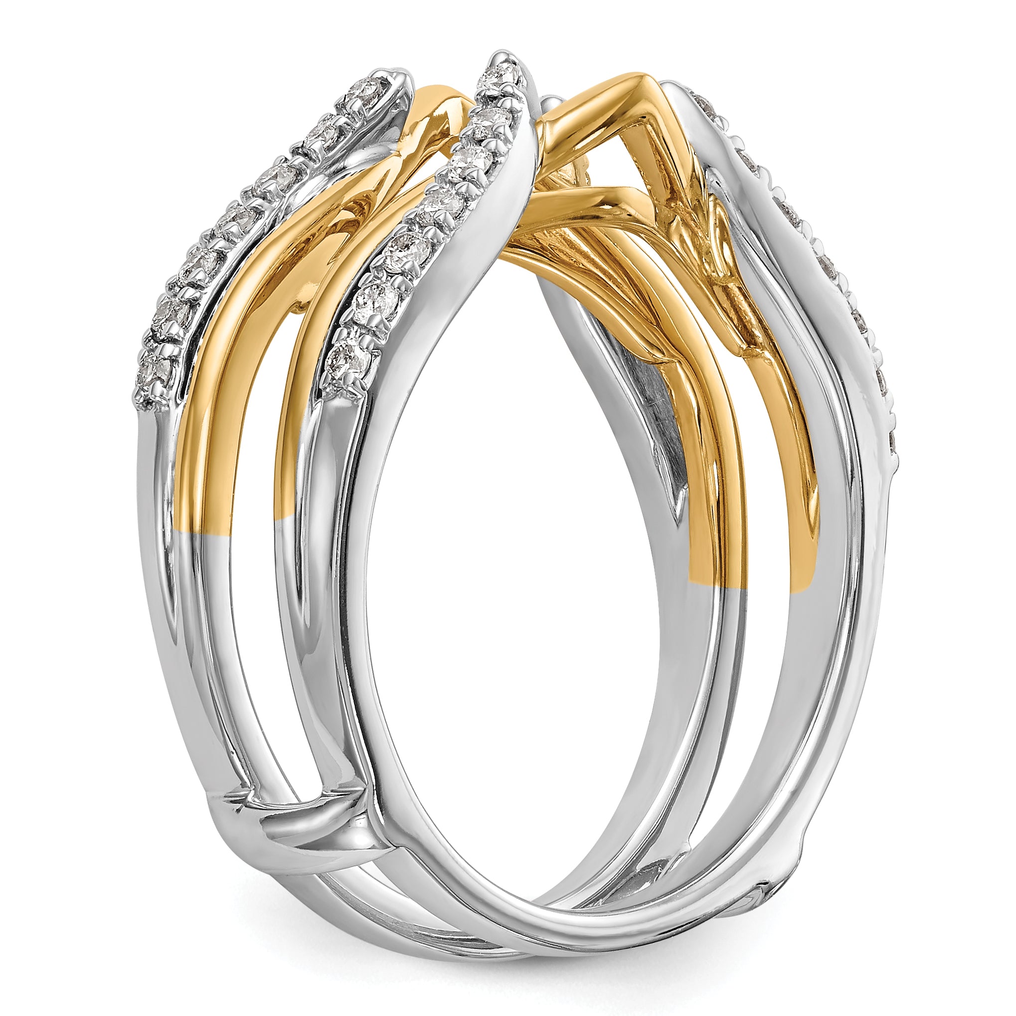 14k Two-tone 1/4 carat Lab Grown Diamond VS/SI+ G+ Complete Ring Guard