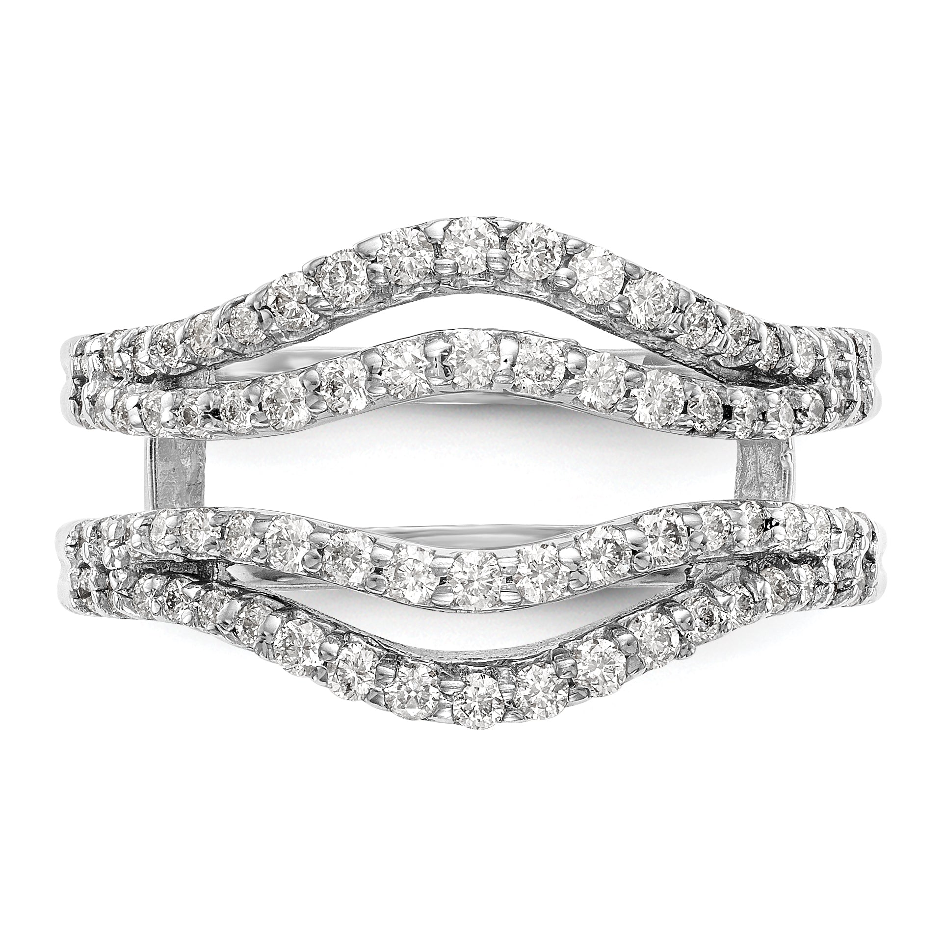 14k White Gold 5/8 carat Lab Grown Diamond VS/SI+ G+ Complete Double Row Ring Guard