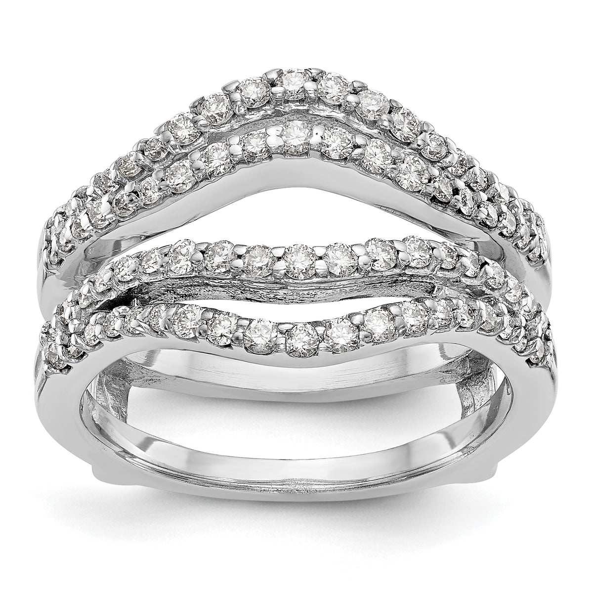 14k White Gold 5/8 carat Lab Grown Diamond VS/SI+ G+ Complete Double Row Ring Guard