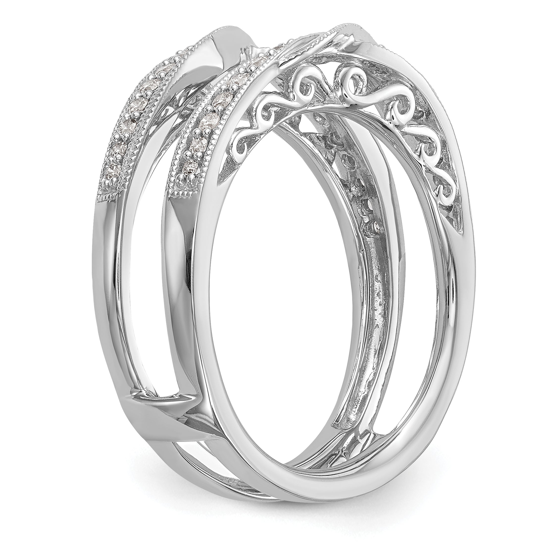 14k White Gold 1/4 carat Lab Grown Diamond VS/SI+ G+ Complete Ring Guard